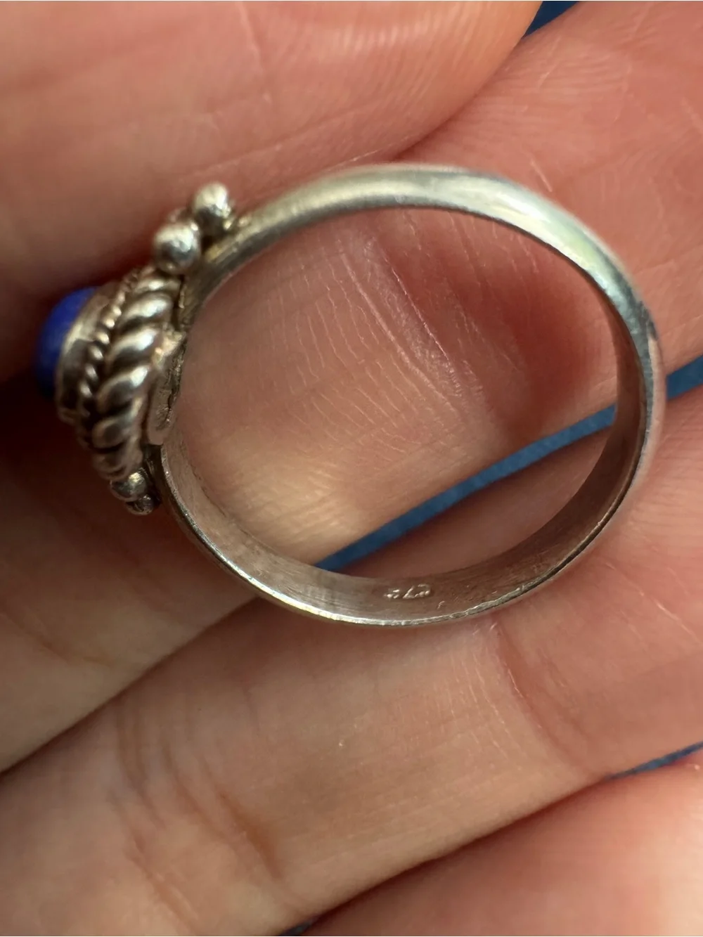 Vintage‎ 925 Sterling Silver blue Lapis Lazuli oval cut Ring Size 7